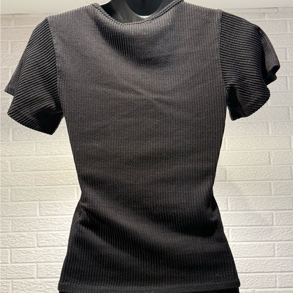 Caution To The Wind Black Ribbed Wrap Blouse - Picture 2 of 3